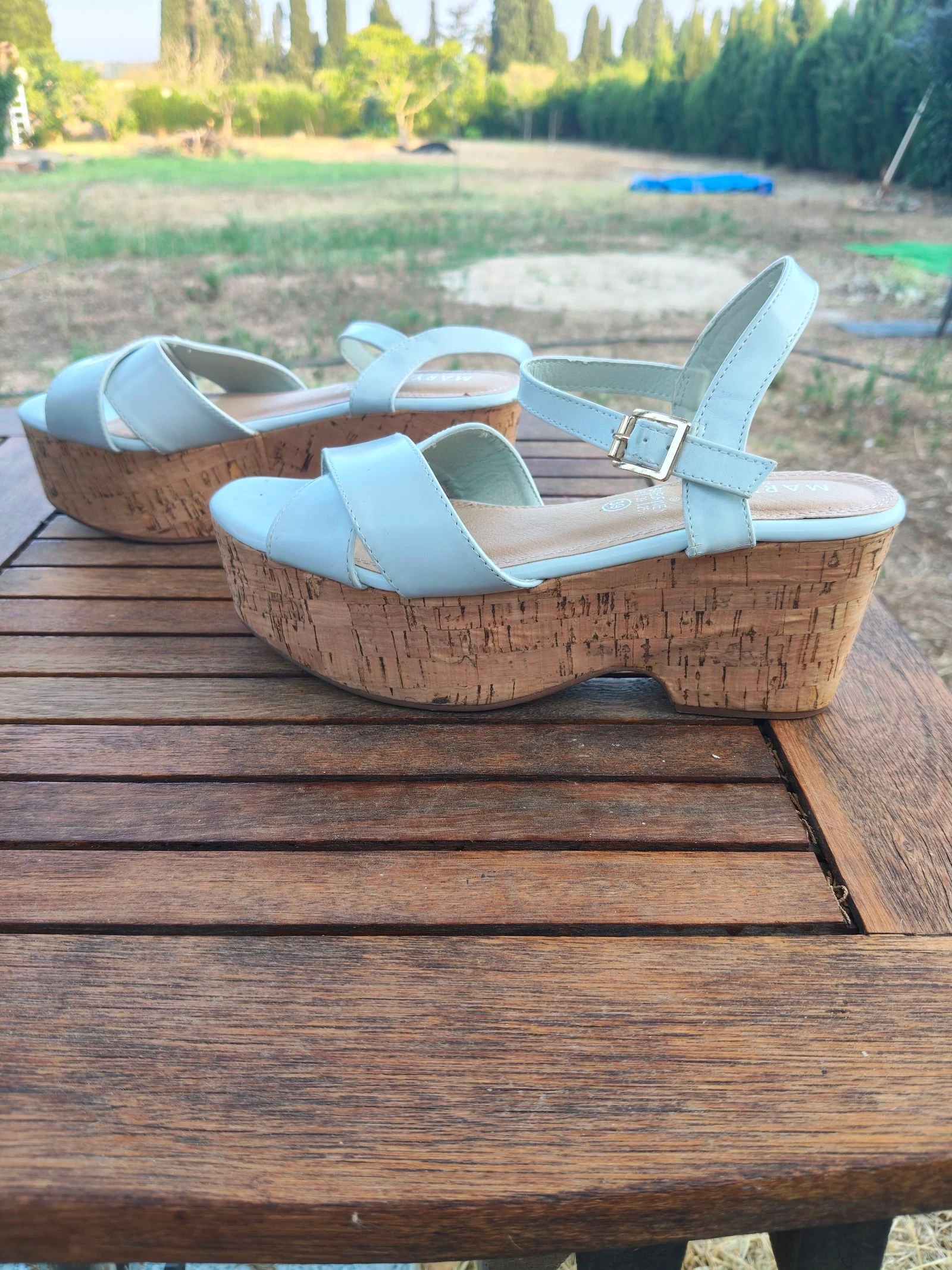 Marpaz-Sandalen platform dames 39 plastic kurk gekruiste bandjes – photo 4